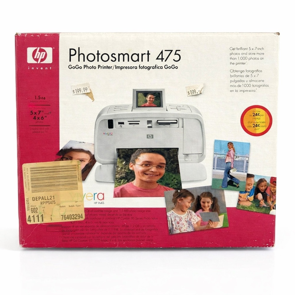 HP Photosmart 475 GoGo Photo Printer - Red and White